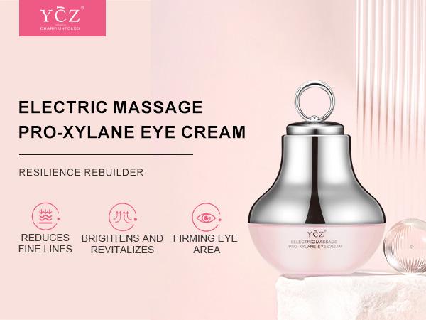 YCZ Electric Massage Eye Cream with Caffeine & Hyaluronic Acid for Dark Circles Firming Fine Lines Hydrating Moisturizing Radiant Skin Care with Red Light Micro-Vibration Head