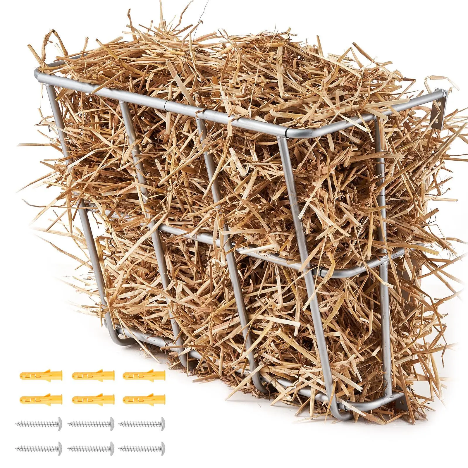 【SummerFinds】VEVOR Livestock Hay Feeder,  , 18.5 Gallons Large Capacity, Heavy-Duty Steel Goat Hay Rack, 24.4" Long Wall Mounted Horse Hay Holder, Multiple Sided Feeding Rack for Sheep Farm Livestock Indoor Outdoor