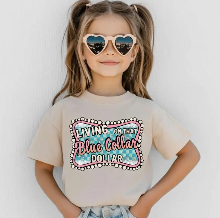 Living On That Blue Collar Dollar youth shirt, Patriotic Working Class, Trendy Western Style Graphics, living on that blue collar dollar toddler