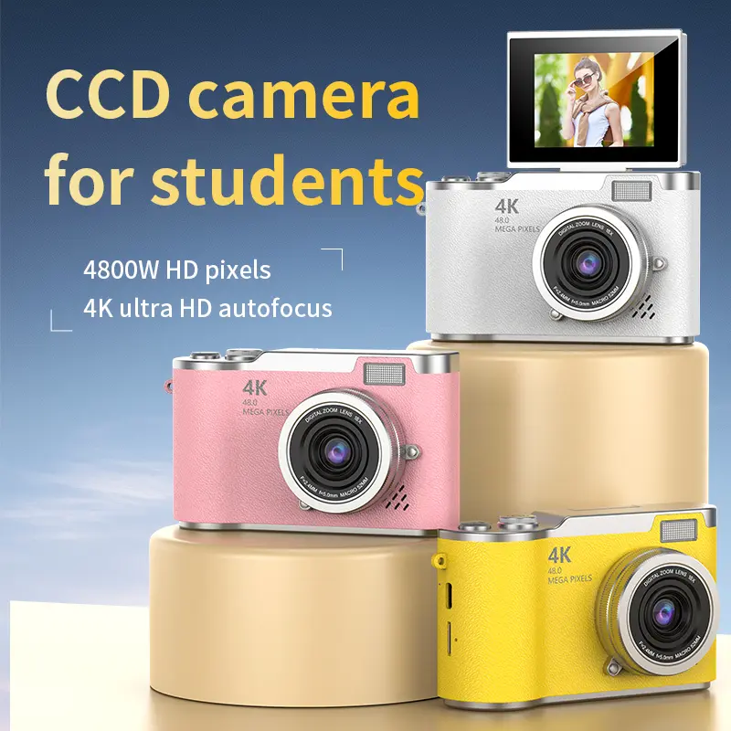 4K Autofocus CCD Student Camera - 4800MP HD Retro Digital Camera with Cute Color Design for Teens