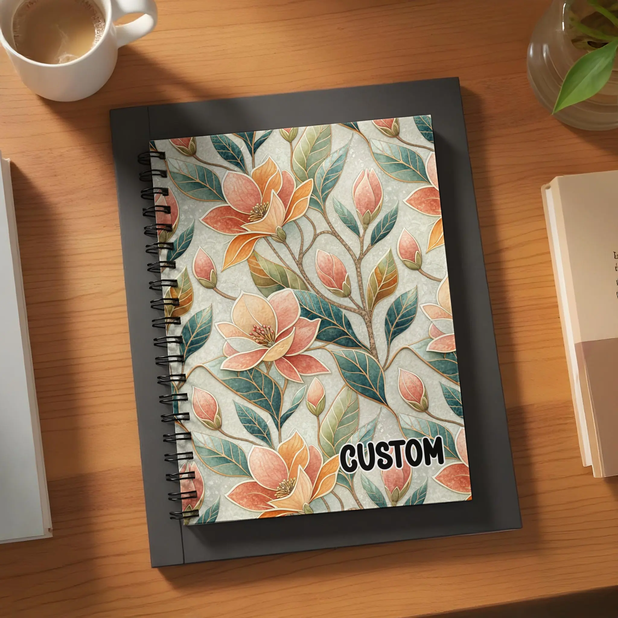 Elegant Floral Bloom Art Pattern Custom Journals & Notebooks