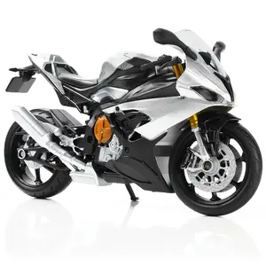 1/12 Scale BMW S1000RR Superbike Motorcycle Die-Cast Model – Alloy Metal Racing Bike with Rotating Front Wheel, No Assembly Collectible Moto Display Gift for Adults Silver
