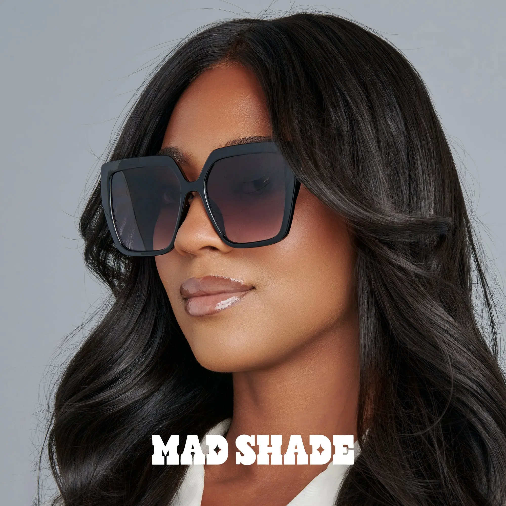 Mad Shade Black Butterfly Oversized Sunglasses with Gold Temples - UV400 Gradient Lens Mad Shade Black Butterfly Oversized Sunglasses with Gold Temples - UV400 Gradient Lens