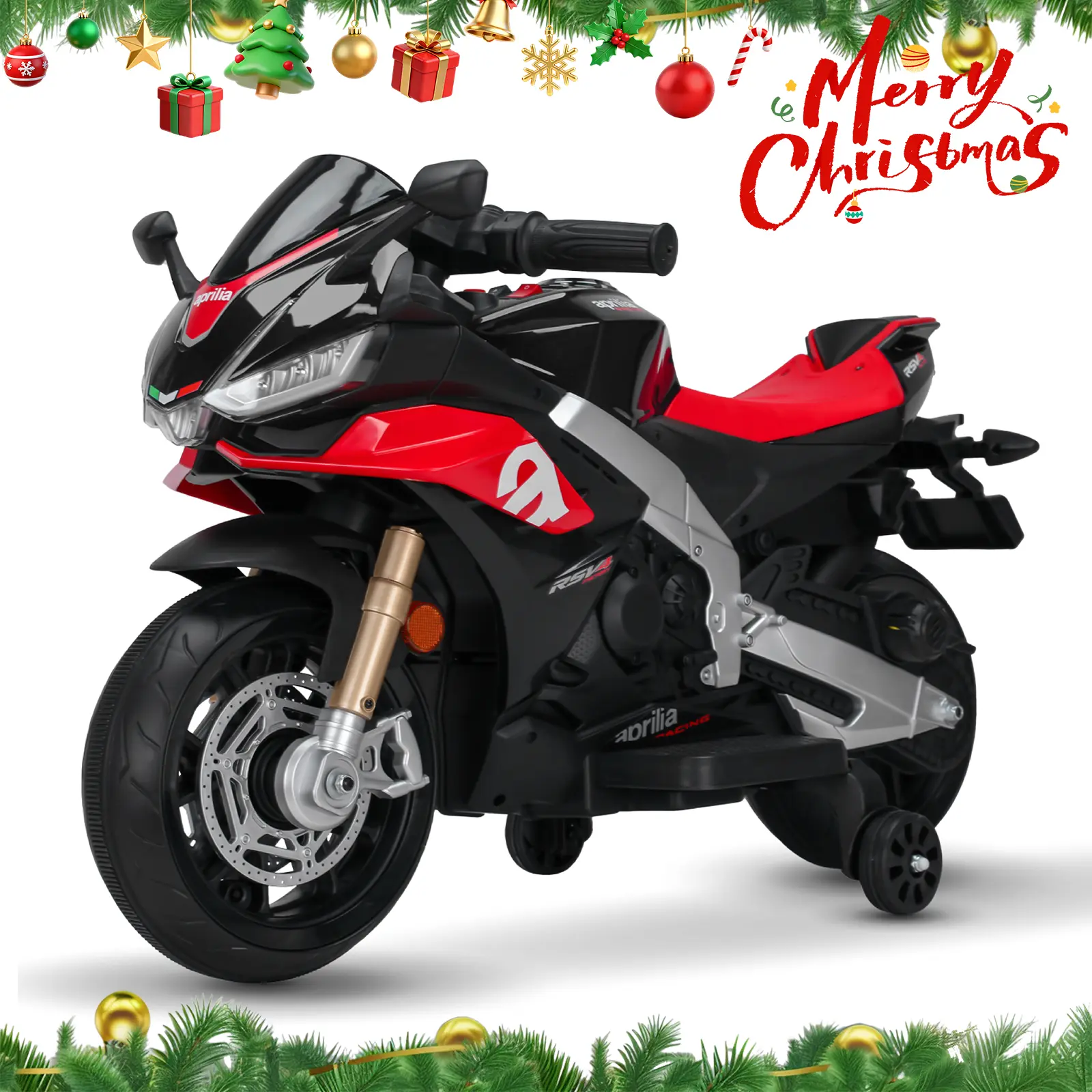 HEIMILI 12v Kids Ride on Motorcycle, Aprilia Electric Kids Moped, Battery Powered Motorcycle for 3 Years Old, Ride On Wheels Ride On Machine