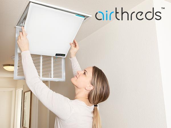 AirThreds Washable and Reusable Air Filter for AC HVAC Furnace, Machine Washable & Dryer Friendly, MERV 8, Reusable Air Filters