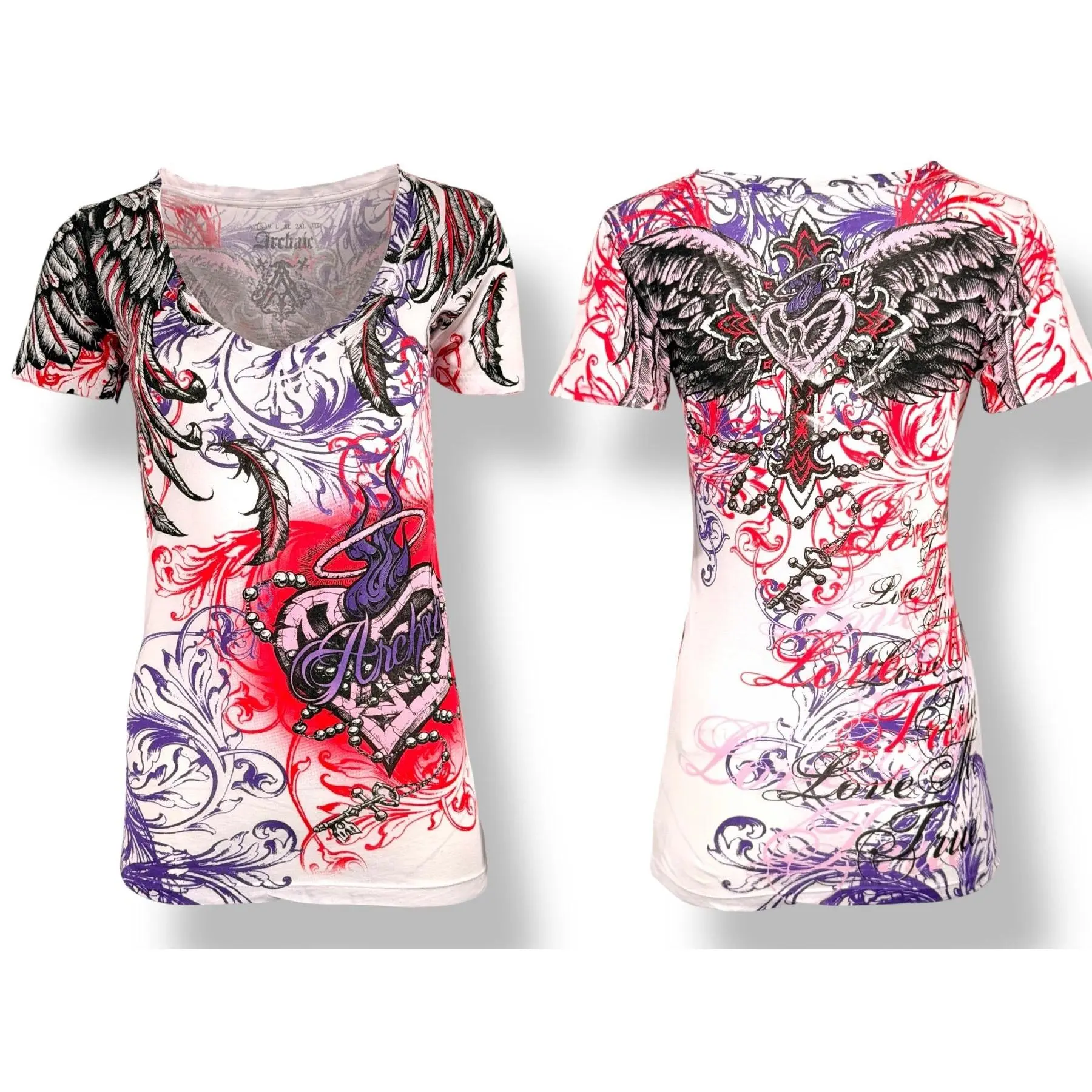 Archaic By Affliction Women's Cotton Short-Sleeve Casual Printed T-Shirt