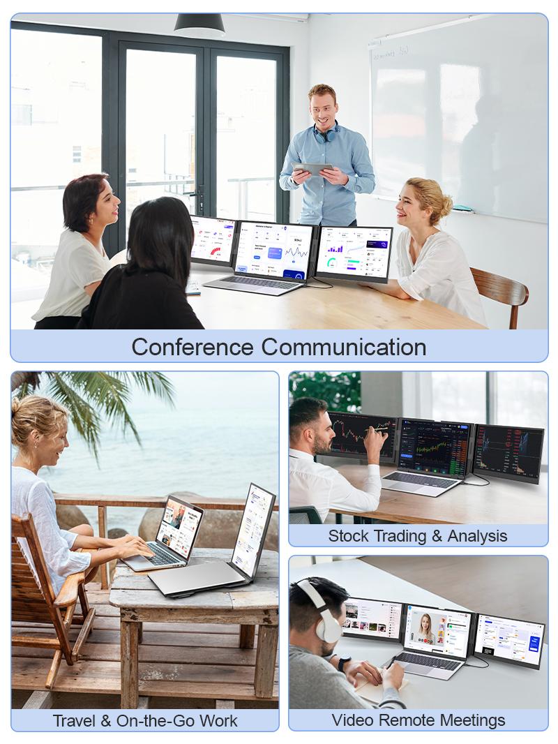 【WeeklyDeals】Cevaton One Cable Laptop Screen Extender, 15.6” Ultra-Slim Dual Portable Monitor, 1080P FHD IPS Display, USB-C/USB-A Connection, Travel Monitor for 13–17.3" Laptops, MacOS/Windows/Android