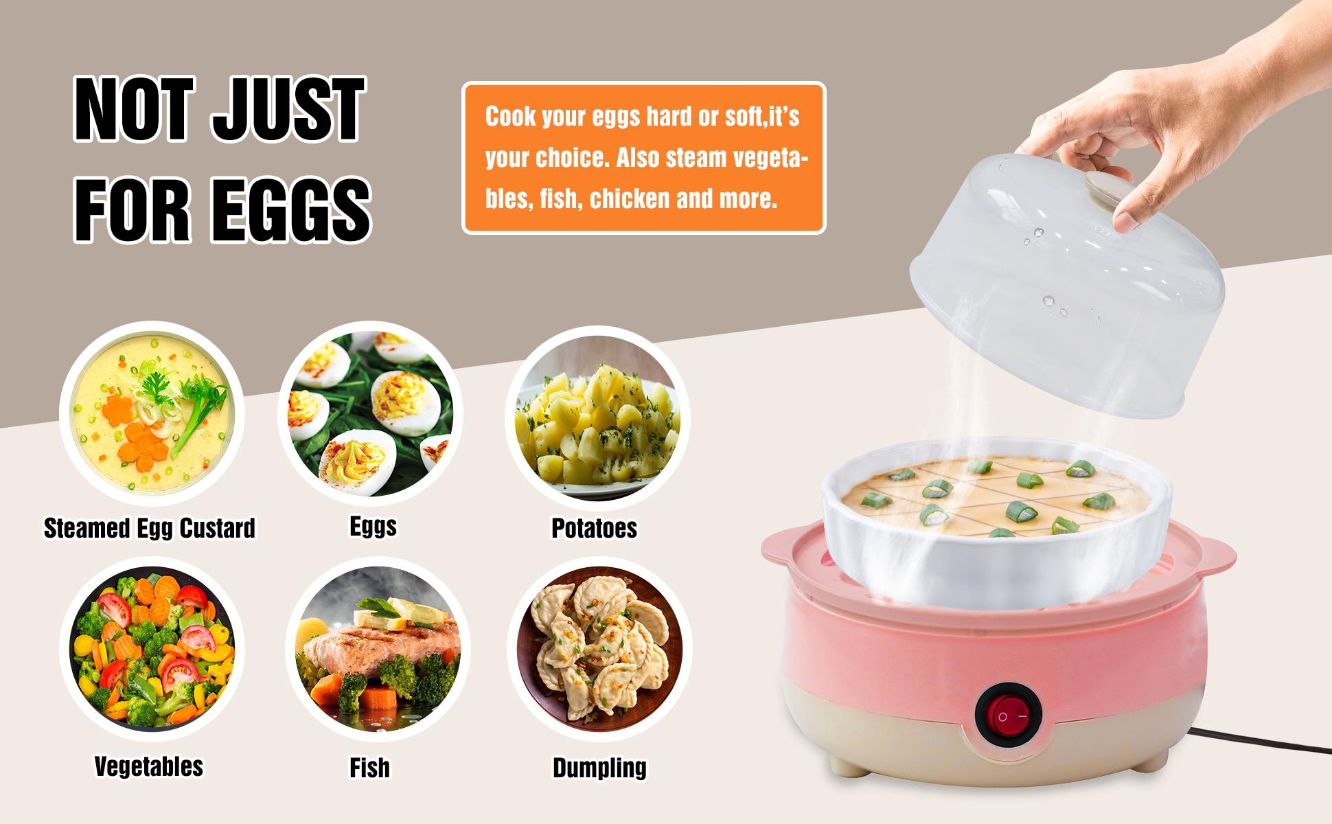 KALLODEAR Rapid Egg Cooker 7 Egg Capacity Electric Egg Cooker for Hard Boiled Poached Scrambled Eggs or Omelets with Auto Shut Off Feature Pink