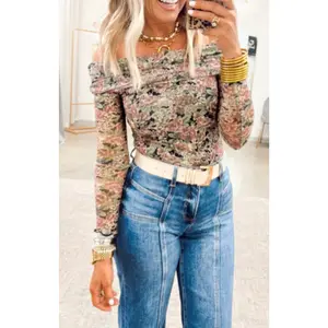 Floral Sheer Off the Shoulder Top