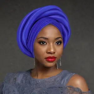 [Exquisite Nigerian Wedding Hat] Exquisite 100% Polyester Nigerian Wedding Hat for Women - Sponge Turban with Elasticity, Religious Theme, Button Closure, Craftsmanship, Hand Washable - Perfect Festive Headwear for Special Occasions