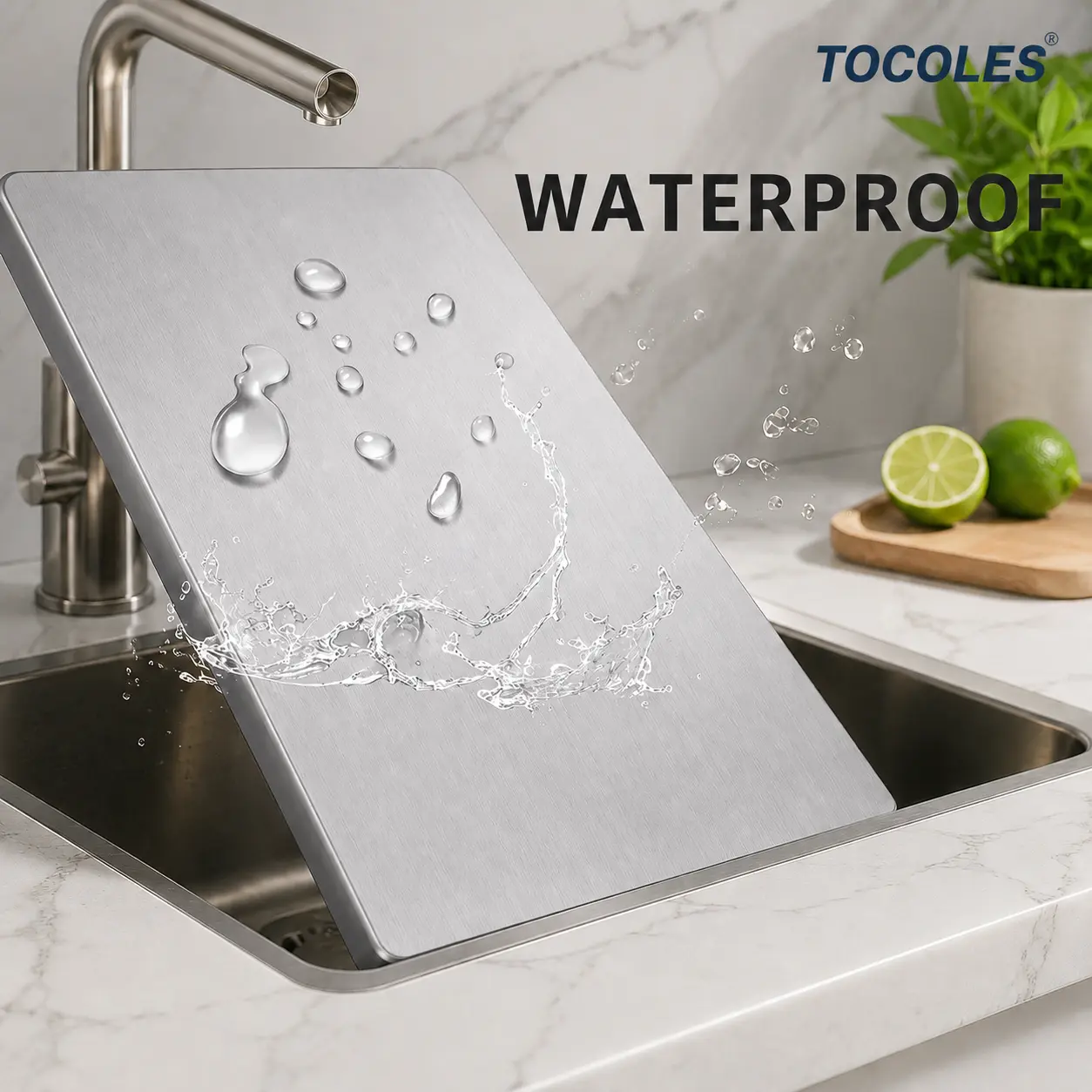 Stainless Steel Cutting Board - Metal, Anti-Microbial, Non-Slip Base Chopping Board, Essential Household Kitchen Accessory for Knife Use, Metal Cutting Board