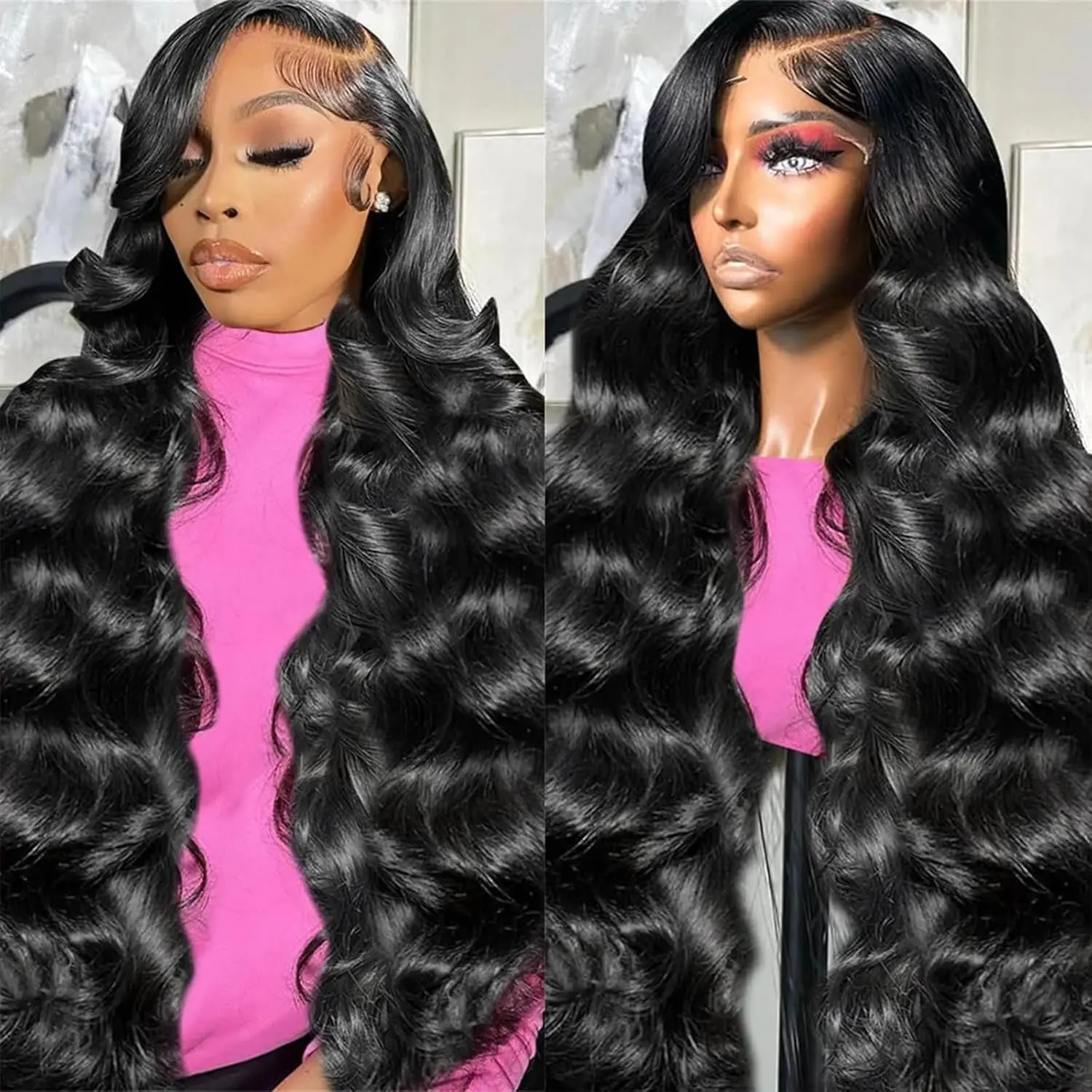 【30 Inch Only $109】13x6 Lace Front Wigs Human Hair Wig Natural Black & 4/27 Highlight Body Wave Human Hair Glueless Wigs for Women 13x6 HD Lace Frontal Wigs Human Hair Pre Plucked with Baby Hair