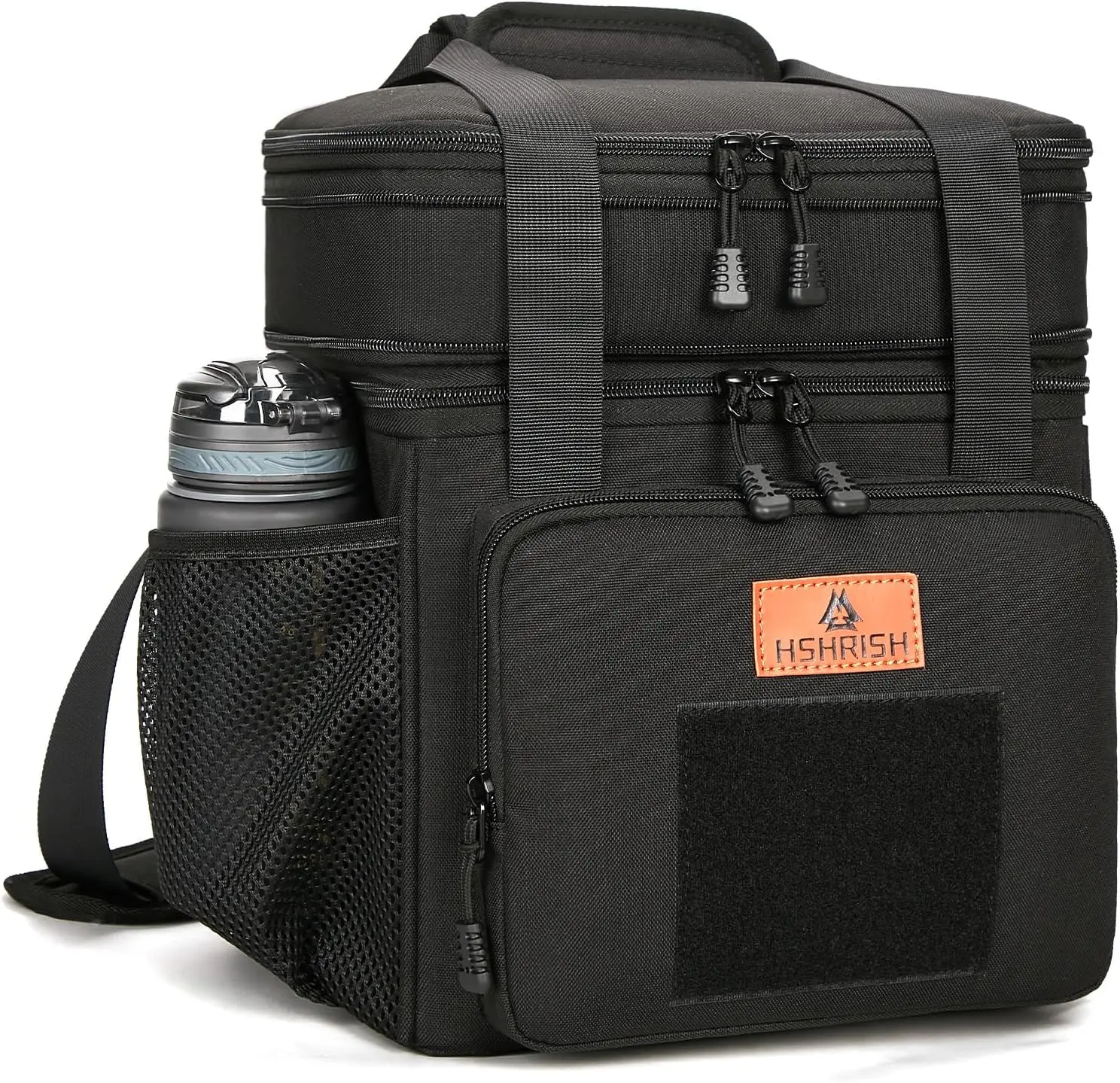 HSHRISH LB04 Adult Expandable Tactical Lunch Cooler Bag - Heavy-Duty Oxford Fabric, 16L High-Capacity, 20-Can, Soft Insulated, Multi-Compartment, Shoulder Strap, Zipper, Velcro, for Work & Camping lunch bags korean food mulkbags, Oxfords, Lunch At Work