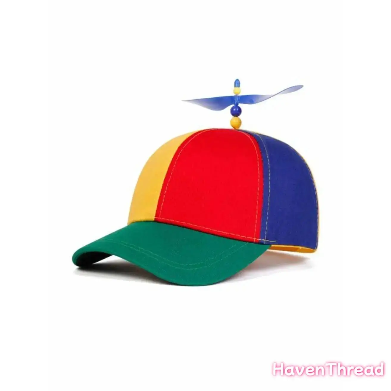 HavenThread Cotton Colorful Helicopter Propeller Baseball Cap Neutral Adjustable Snapback Sports Outdoor Hat with Spinning Rainbow Propeller for Parties Festivals Holidays, Funny Hat, Adjustable Snapback Hat, Accessories Adults tiktokshopbacktoschool