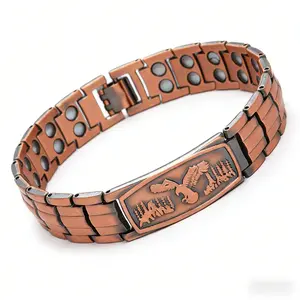 Men's copper bracelet - magnetic bracelet 99.99% pure copper jewelry with a gift of adjustable size tool, eagle pattern jewelry Valentine's gift. field therapy jewelry