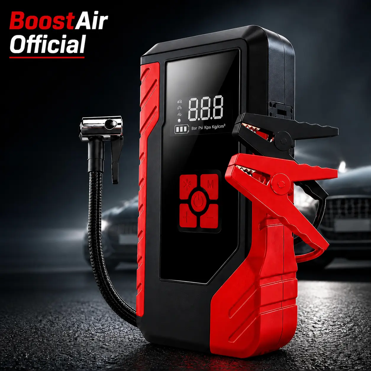 Cordless 1500A Peak Car Jump Starter with 250PSI High Pressure Tire Inflator, 12V Jump Box for All Gas & 2.11 gal Diesel Vehicles, USB Ports, LED Emergency Light, Digital Display, Portable Roadside Escape Tool