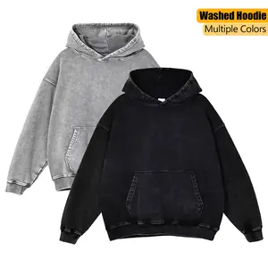 2 Pack Acid Wash Hoodie Oversized Vintage Hoodie Unisex Heavy Weight Hoodie Distress Hoodies for Men Women Couples