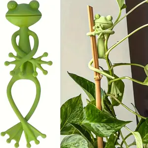 2/10 pcs Green Frog Plant Stands, cute and sturdy PP material plant supports, suitable for small potted plants and sprouts, perfect indoor garden decorations.