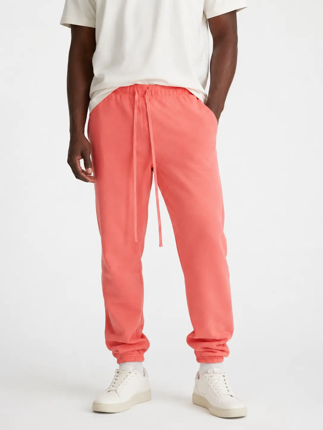 Men's Mid Waist Baggy Sweatpants, Loose-fit Cotton Athleisure Casual Pants with Cuffed Ankles and Pockets, Mens Clothing, Cuffed Sweatpants, All-Season