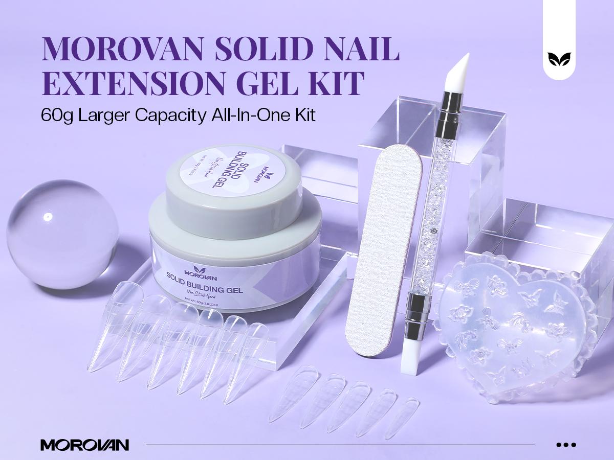Morovan Solid Builder Nail Gel: 60g Large Capacity Nail Builder Gel for 3D Sculpting Non-Sticky Hard Gels for Nails Extension Carving Soak Off UV LED Salon Home DlY