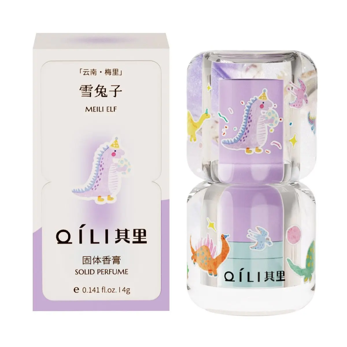QILI Dinosaur Solid Perfume Balm - Long Lasting Portable Fragrance Stick, Snow Rose & Soap Scent, 4g