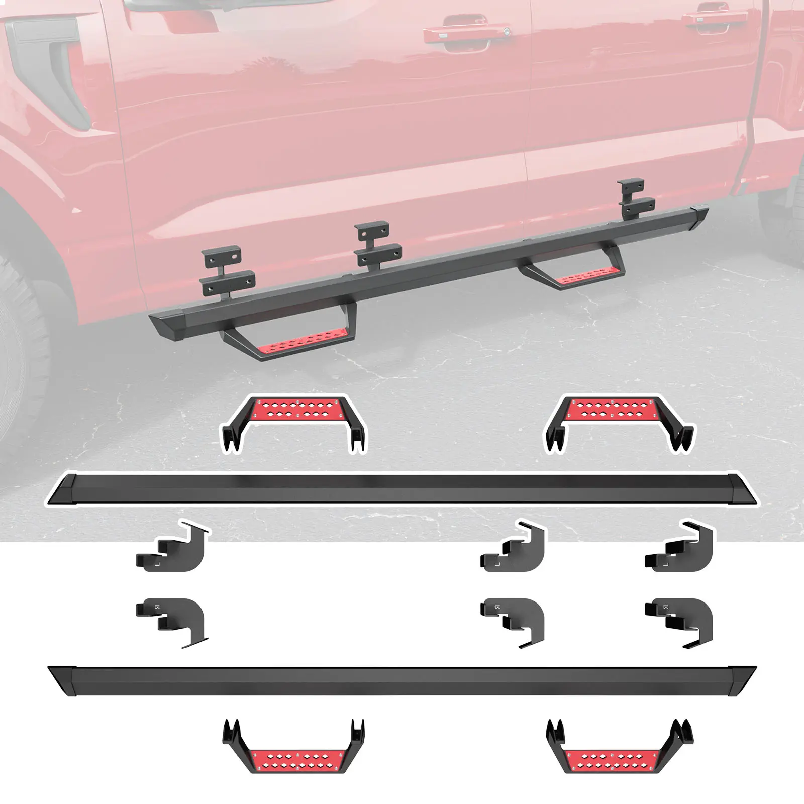 [Fits 15-26 F150] Running Boards Compatible with 2015-2026 Ford F150 Aluminum Rock Slider Crew Cab Step Bars Replacement for 2015-2026 Ford F-150 Accessories