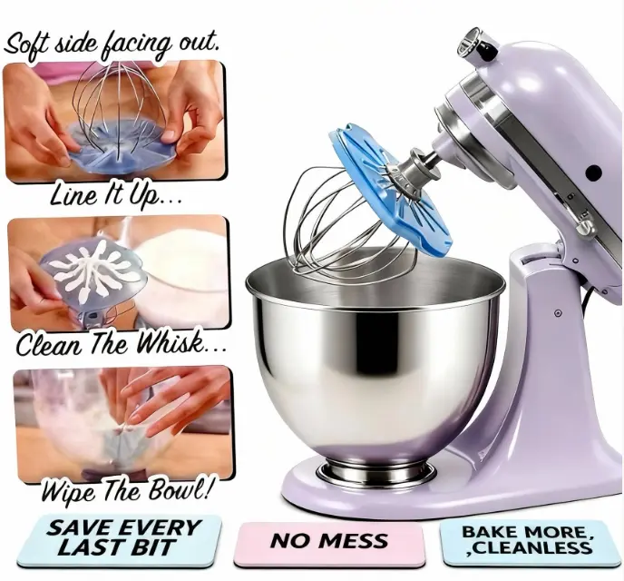Whisk Wiper PRO 6-Wire Whisk Attachment for KitchenAid Bowl-Lift Stand Mixers - Wipes Messes, Cleans Bowl, Hand Wash Only Specialty Kitchen Utensil (Aquamarine)