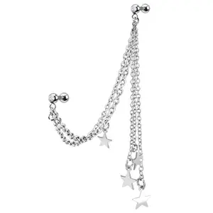 Star Dangling Connecting Chain Linked Barbells - 316L Stainless Steel