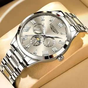 Original authentic men's fully automatic casual hollow mechanical watch luminous multi-function business watch  LOEGSINS