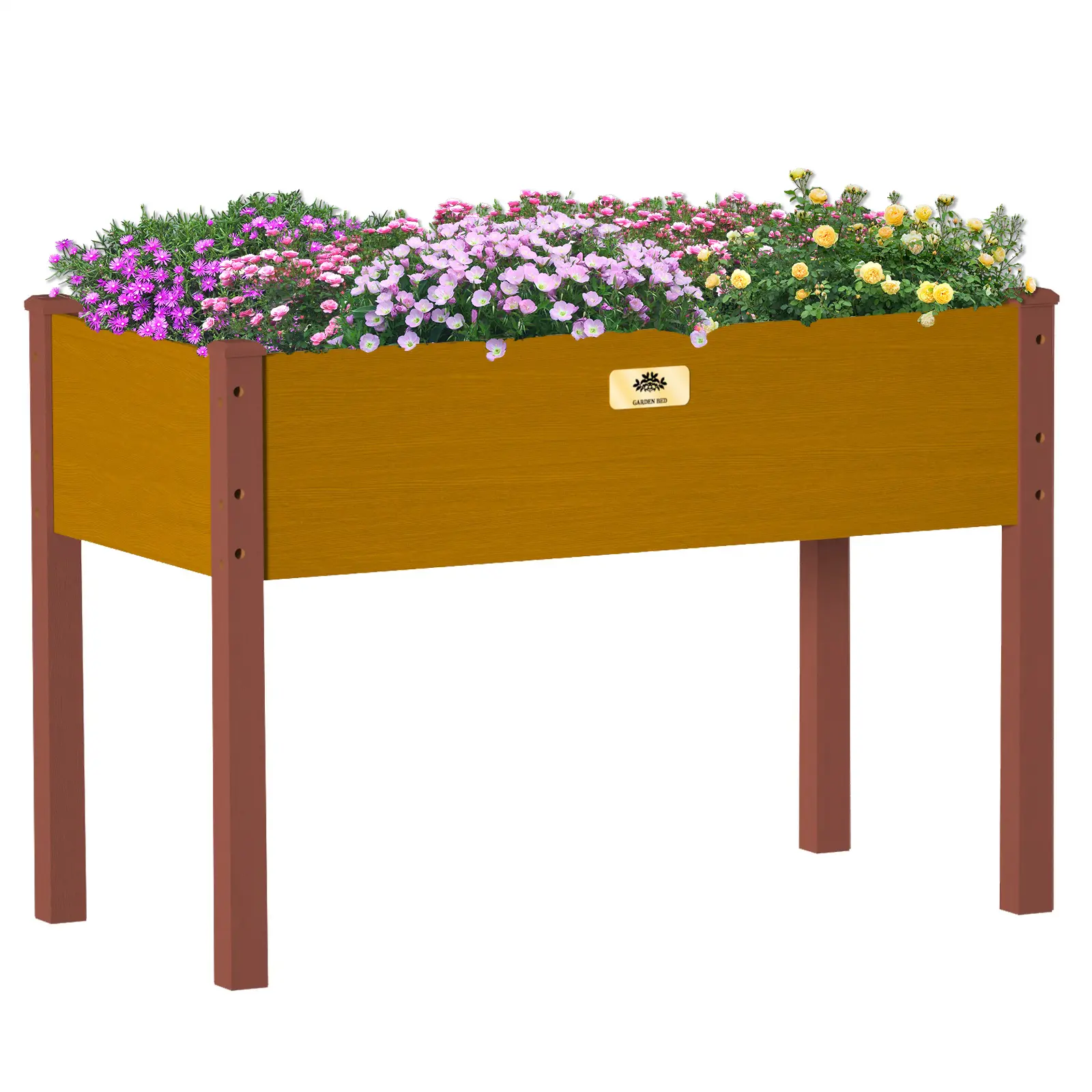 Raised Garden Bed with Legs, 24x31x47 inch Elevated Wood Planter Box with Liner for Growing Vegetables, Flowers