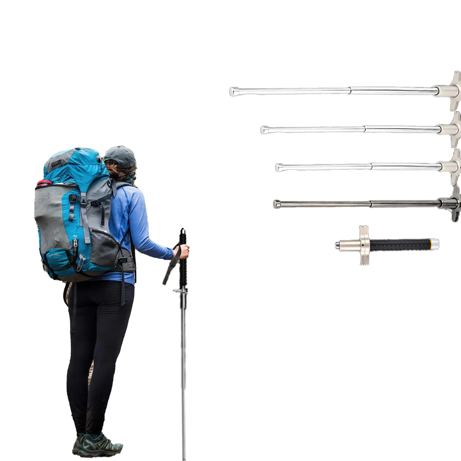 Unisex Sturdy Alloy Steel Hiking Trekking Pole - Adjustable, Collapsible Travel Size Outdoors Walking Staff (26-37 in/26inch-37inch), Waterproof/Weatherproof, Lightweight with TPE Grip for Hiking Support, Campers