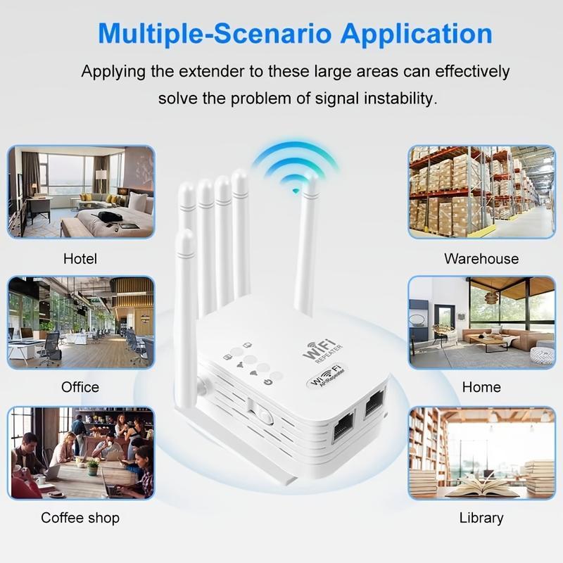 MUNBYN WiFi Extender 2025, 1200Mbps Dual Band Signal Booster (5GHz/2.4GHz) Covers Up to 10,000 sq. ft & Connects 50 Devices | Repeater with Ethernet Port for Home Use