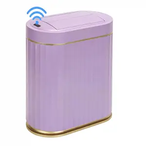 ZENSWIPE Smart Induction Waterproof Trash Can - Multi-Functional, Eco-Friendly, Automatic, Durable Plastic for Bathroom, Bedroom, Office Use, Purple Gold