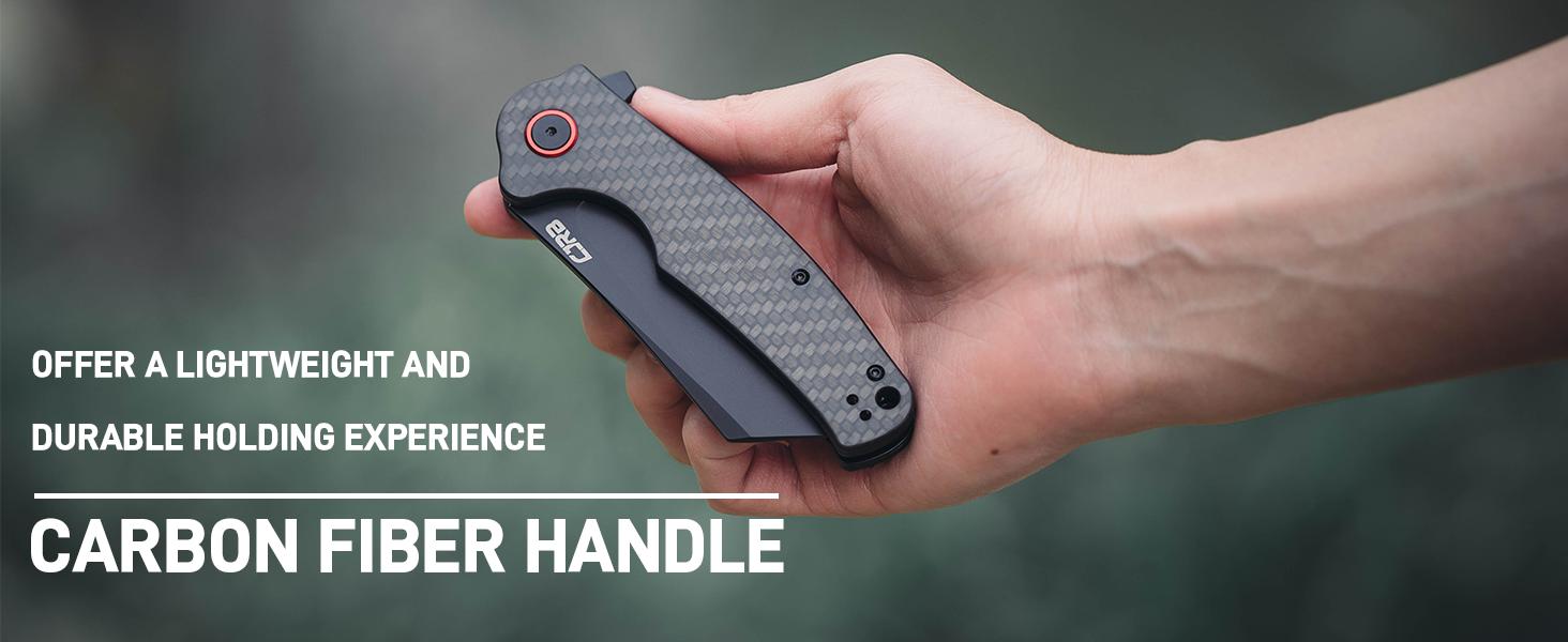 CJRB CRAG Tool Knife J1904 with AR-RPM9 Steel and Black PVD Blade Carbon Fiber Handle, Camping Folding Knives for Outdoor, Everyday Carry and portable multipurpose knives, tactical knives