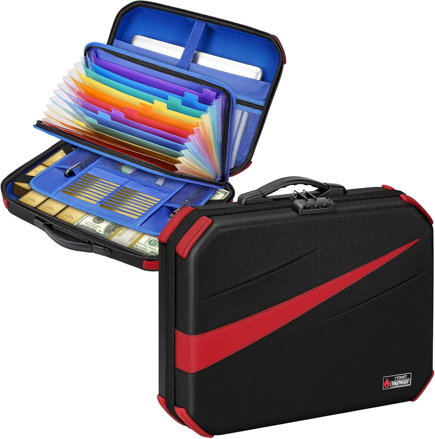 【Back To School】Hard Shell Accordion Folder Organizer with Combination Lock, Portable Document Storage for Home Office, Travel, Office Filing Supplies, Hard Shell Organizer