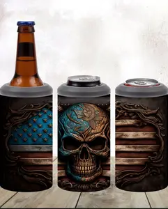 4 in 1 Can Cooler - Skull Flag