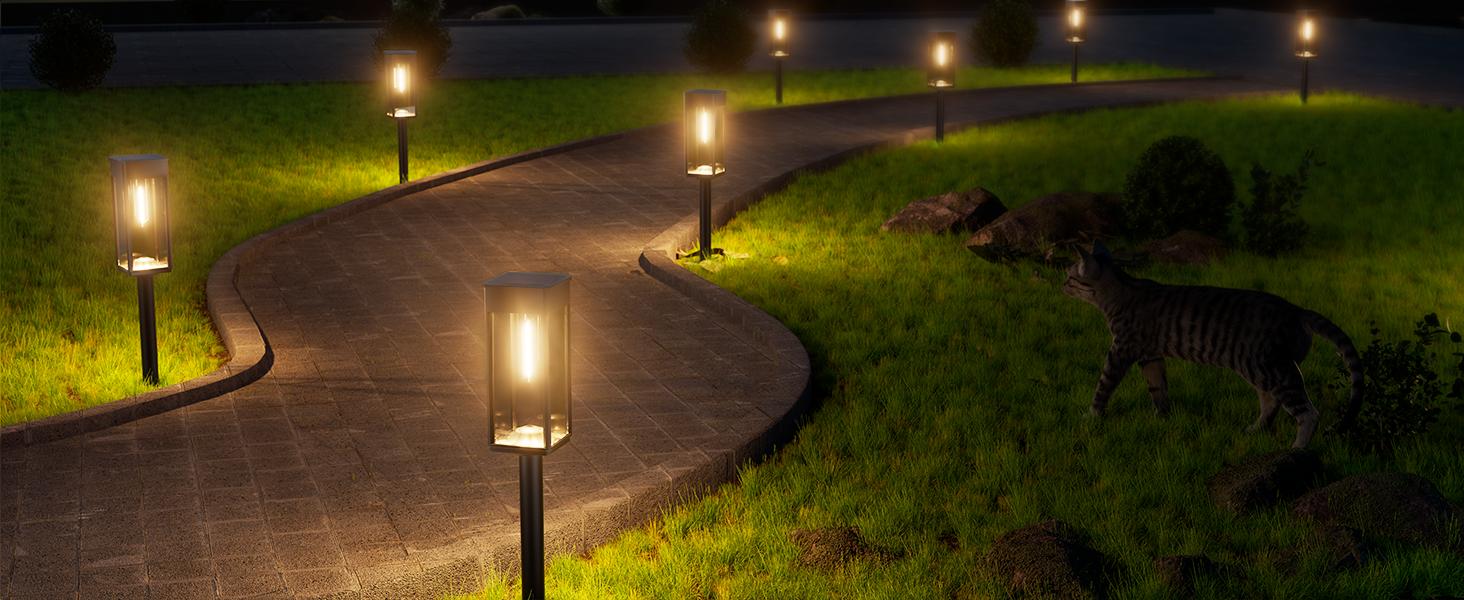 Elegant Solar Pathway Lights Modern Luxury | Auto On/Off & Waterproof | For Garden, Yard & Driveway,solar outdoor lights,Solar Floor Lamps Outdoor Lights,Decorative,Rechargeablecor Backyard Light