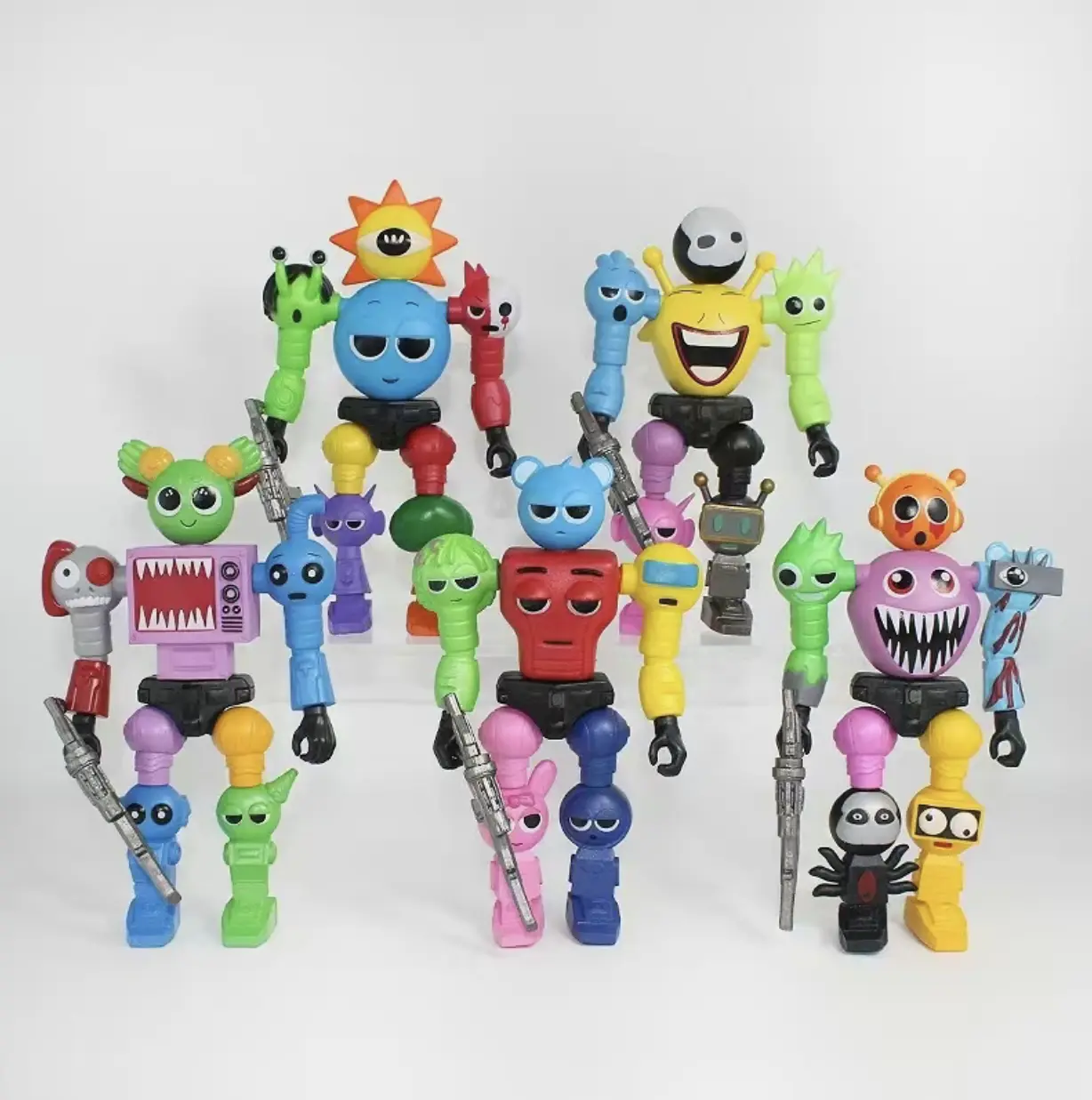 Detachable Splicable Sprunki Action Figures - DIY Free Combination Sprunki Rhythm Game Character Figurines, Collectible Desk Decoration, Birthday/Party Prize Gift for Kids Game Fans
