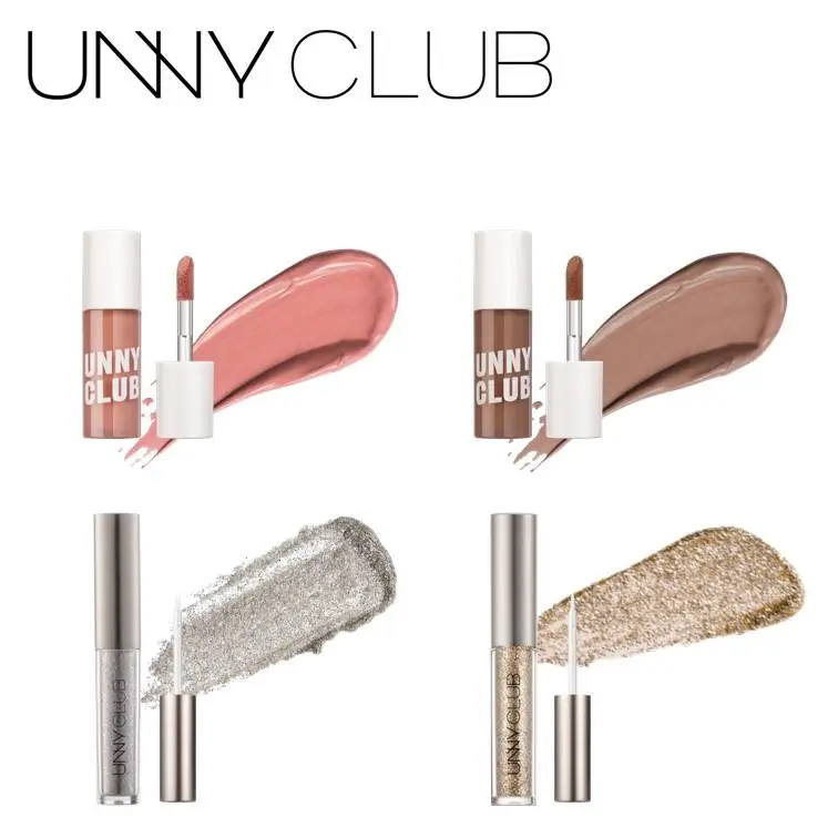 UNNY CLUB 2-in-1 Liquid Eyeshadow with Brush, Long Lasting Waterproof Eye Makeup with Buildable Matte, Pearl & Glitter Finishes, Glitter Eyeshadow, Cosmetic, Smooth, Sparkly Eyeshadow