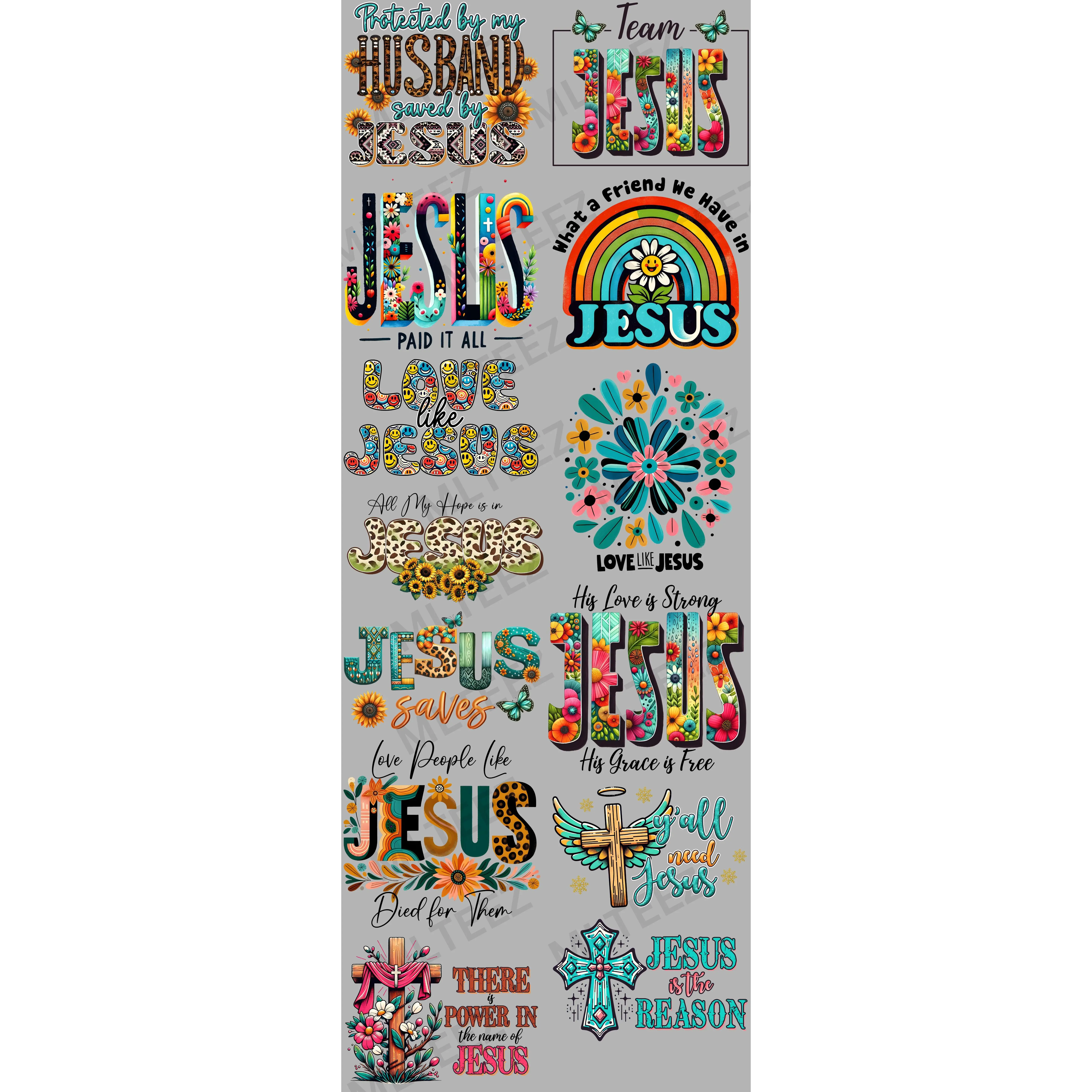 PROTECTED BY MY HUSBAND SAVED BY JESUS (60 INCH) PREMADE GANGSHEET - 22X60 DTF TRANSFERS - DIRECT TO FILM
