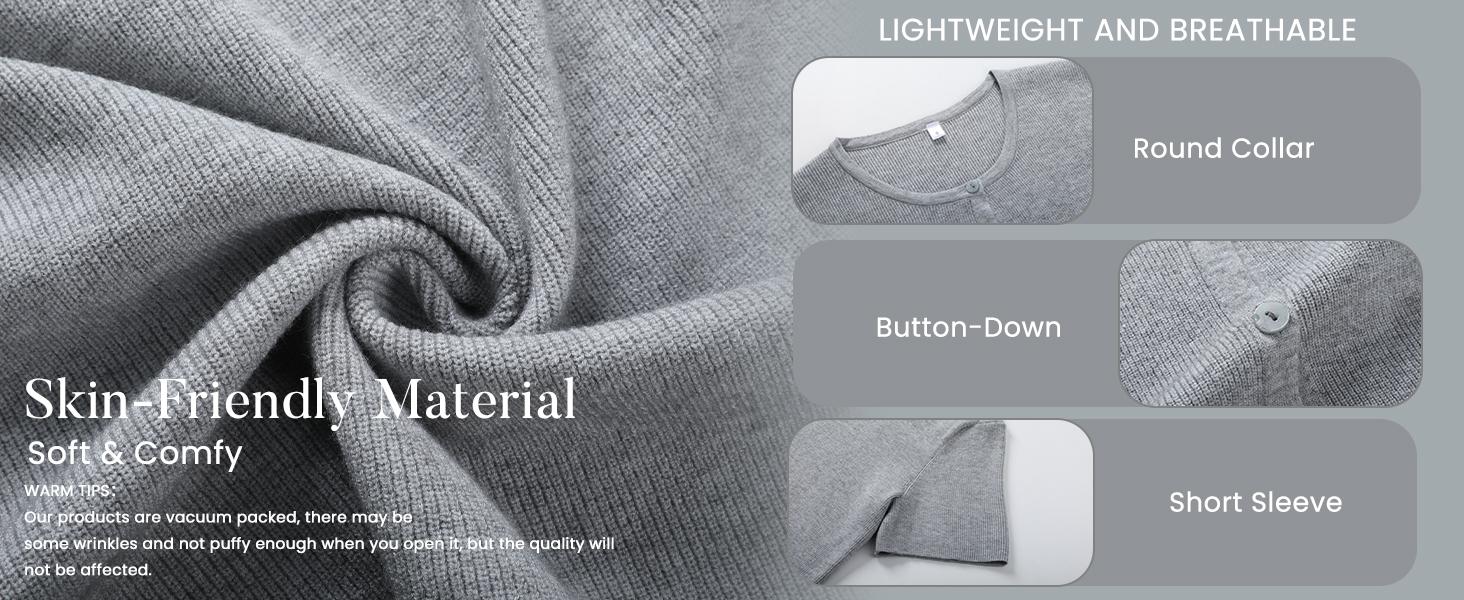 Tanming Women's Short Sleeve Cardigan Sweaters Crew Neck Soft Ribbed Knitting Button Down Tops Lightweight Breathable Summer Layering Cover Up Knitwear Top Flattering Fit for Casual Office Work Travel Springfresh Womenswear #SpringStatements