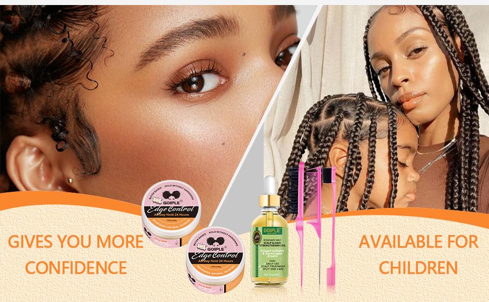 Edge Control Wax Set for Women Non-Greasy Strong Hold Smooth Edges with Haircare Gel and Styling Tools Organic Argan