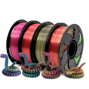 TOKSEN3D Printer Filament Bundle, Triple Colors Coextrusion Silk PLA Filament 1.75mm +/-0.02mm,Shiny Color Change 3D Printer Filament for Most FDM 3D Printer 3D Printing pen filament