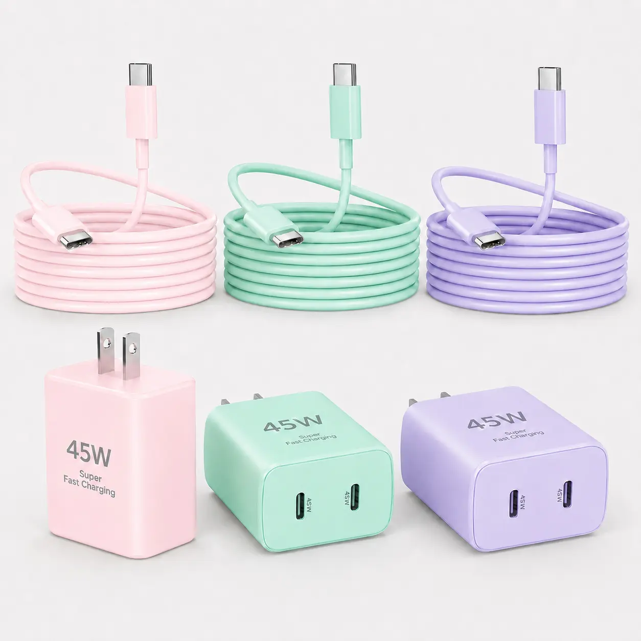 2Port 45W Super Fast Charger Type C,  45W USB-C Charger Android Phone Charger Fast Charging for Samsung Galaxy S26 Ultra/S26+/S25/S24 Ultra/S23+/S22/S20/Note10+/Tab S9 with 10ft Type C Cord Cable Metal
