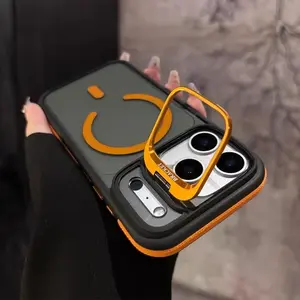 Magnetic Smartphone Casing - Transparent Black Hard Cover with Built-in Lens Bracket, Shockproof Bumper, Protective Anti-Drop Long-Lasting Full Protection for iPhone 17ProMax/17AIR/16ProMax/15PLUS/14PRO/13/12/11 ProMax | Cellphone Accessories