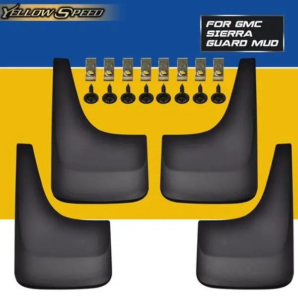 ALLGOOD 12-in Deluxe Car Exterior Splash Guard Mud Flaps Set - 4-Piece Front & Rear Protector for GMC Sierra, GMC Yukon XL, Vehicle Automotive Accessories