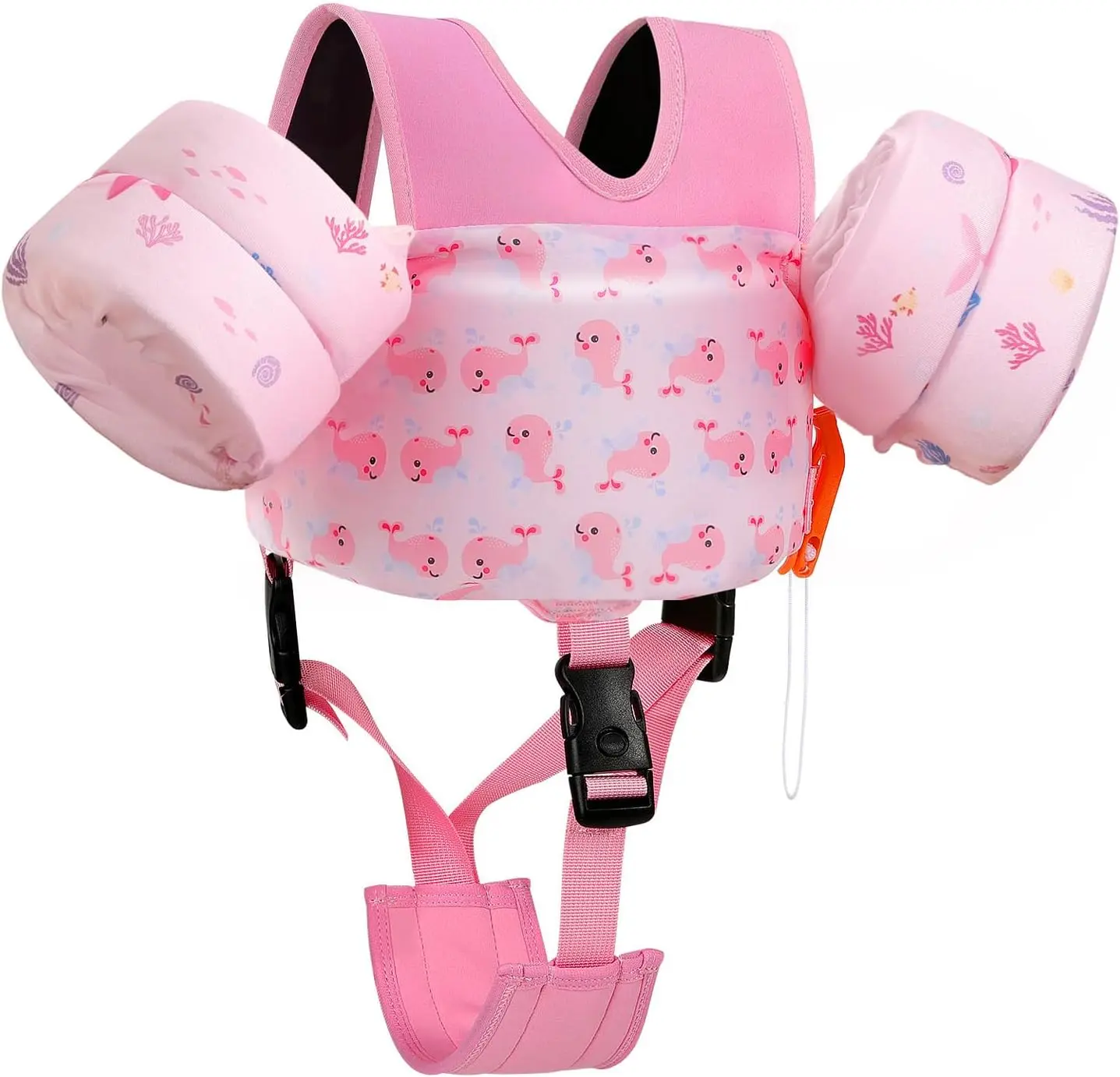 MOKO Kids Puddle Jumper Swim Vest, Crab Pattern Polyester Training Equipment for Toddlers 20-66 lbs, with Adjustable Crotch Strap and Safety Whistle, Swimming Accessories, Pool Accessories, Buckle, Leg‑Easy Crotch Fit