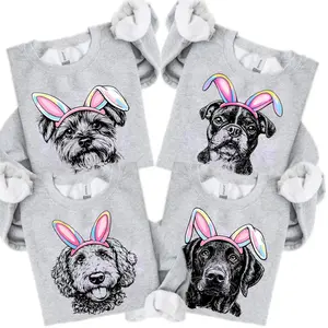 Puppy Love Dog Sweatshirt with 50 Dog Breeds Bunny Ears Graphic, Cute Easter Puppy Crewneck, Funny Dog Lover Gift, Cozy Gildan Unisex Pet Lover Pullover