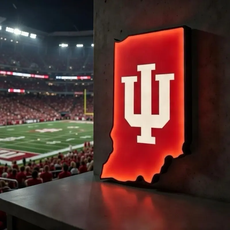 Indiana University Hoosiers Light Up LED Neon Sign - Red with White Logo for Sports Fans
