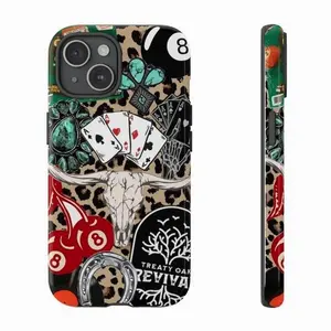 Western Leopard Phone Case, Cherries Skull Horseshoe Vinyl Treaty Oak Revival With Country Rock Vibes, Play Now Aesthetic Gift, iPhone 17 16 15 14 13 12 11 Pro Max Plus X, Galaxy S25 S24 S23 S22 S21 Ultra, Gift For Him & Her.